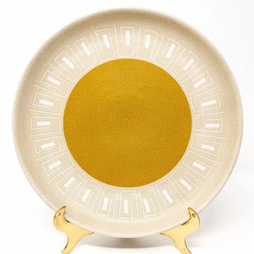 Vintage Denby Ode Dinner Plates Set 3 Mustard MCM England 10” Bread Plate